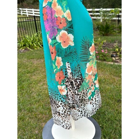 Soft Surroundings Tropical Animal Print Shirt Popover Tunic 1/2 sleeve rollup L - Picture 2 of 7